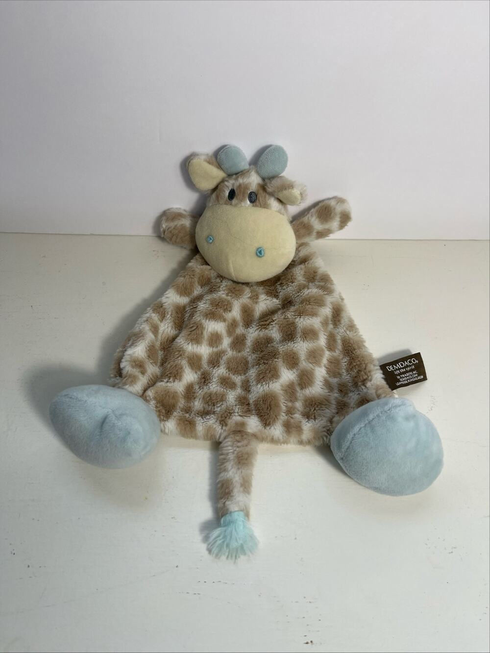 Demdaco Colby Giraffe lovey security blanket rattle blue